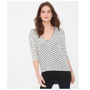 White House Black Market Black White Layered Stripe Tunic